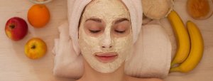 Girl with a rejuvenating facial mask